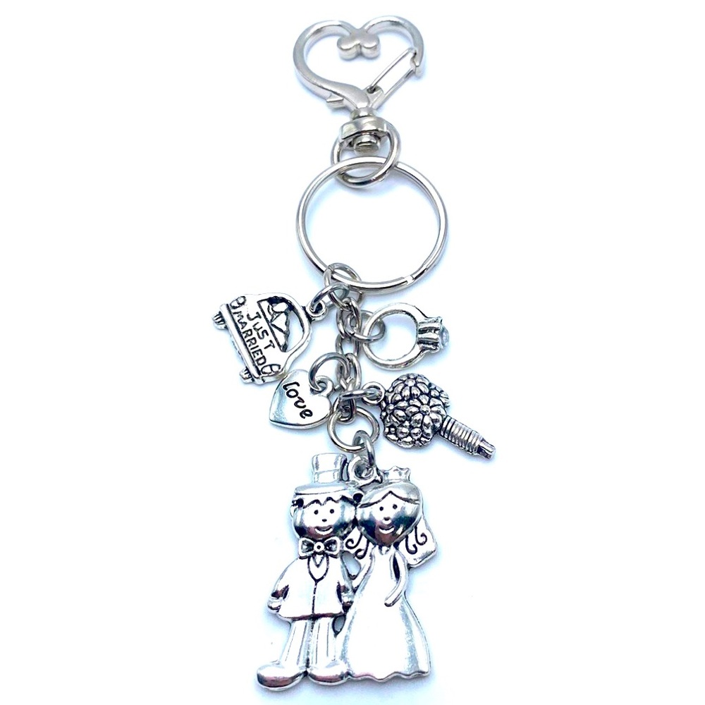 Just Married Keychain Bag Charm Wedding